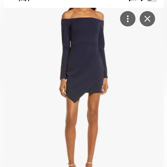 Lulus off shoulder curve appeal body con navy dress Xl  nwt slimming - Picture 2 of 7